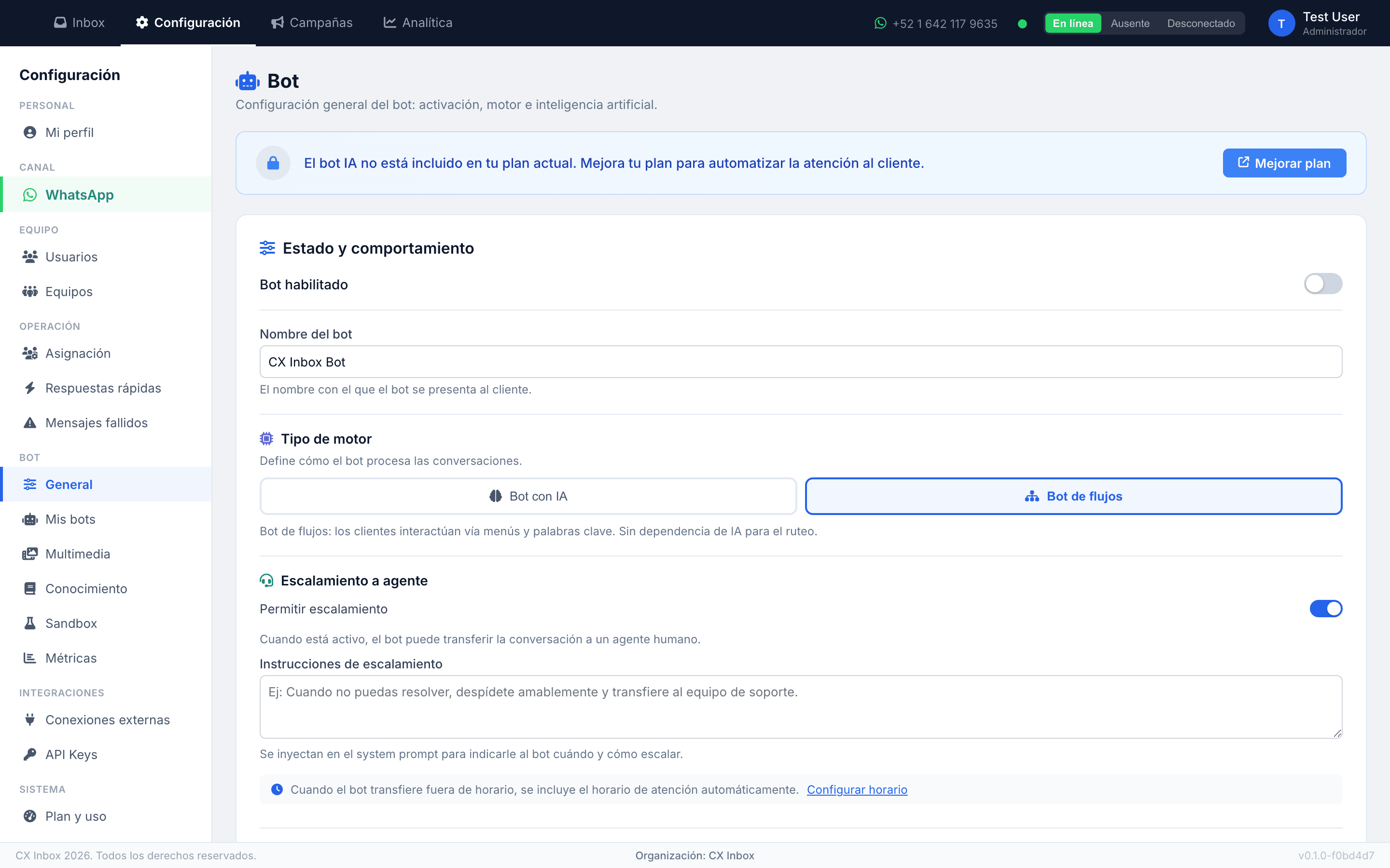 Configuración general del bot